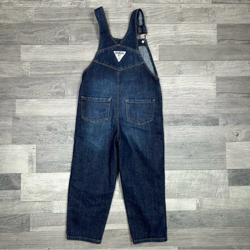 Oshkosh B'gosh Girls Dark Wash Glitter Sparkle Overalls 4T